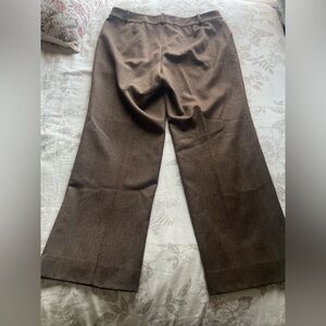 Ralph Lauren 100% Wool Brown Herringbone Straight Leg Trouser Pants 16W Preppy